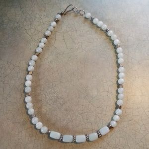 LOVELY AMAZONITE&925 VTG.NECKLACE~16"